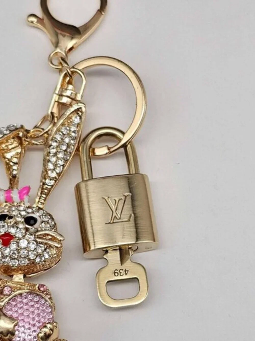 Authentic Louis Vuitton Gold Lock & Key 🔑 Bag Charm w/ Unbranded Bunny Charm
